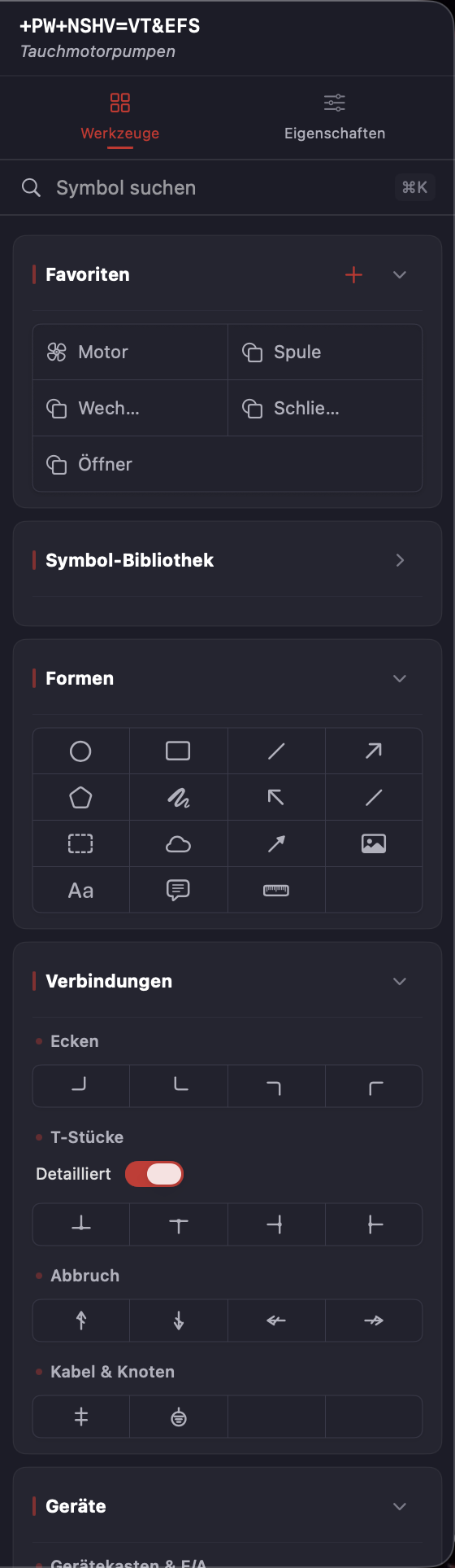 Rechte Sidebar — Werkzeuge