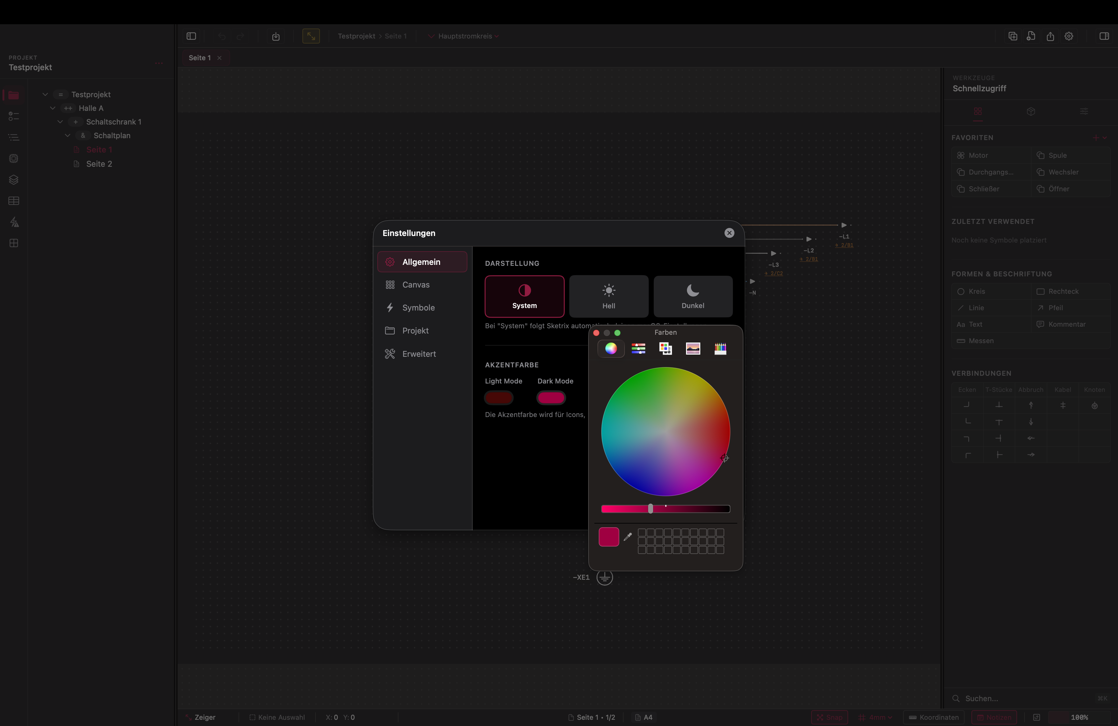 Sketrix Einstellungen